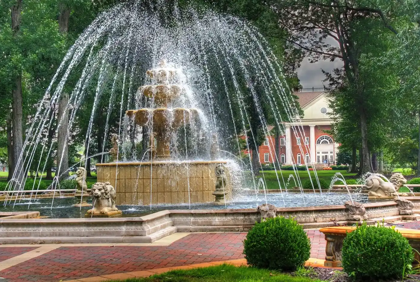 The fountain at Regent University in Virginia Beach.