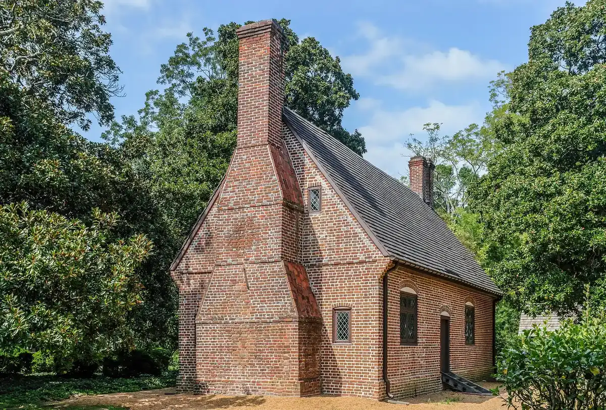 The south side of the Adam Thoroughgood House in Virginia Beach's Thoroughgood neighborhood.