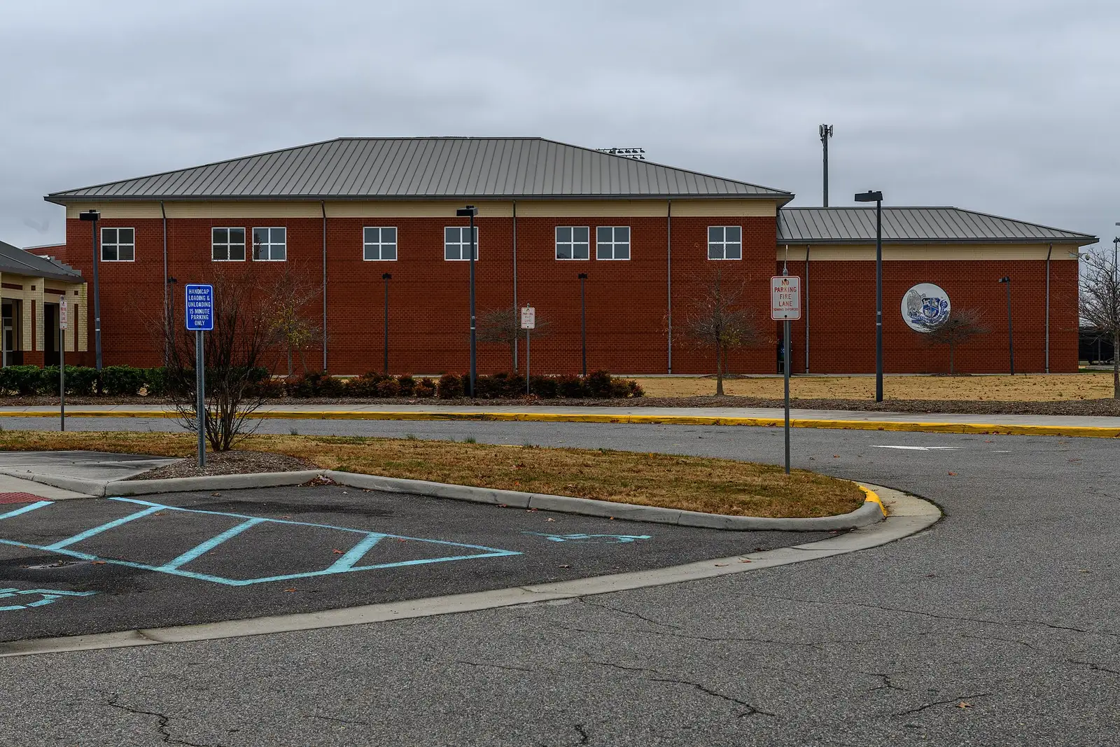 The north wing of Landstown High School, next to the Landstown elementary and middle school campus on Recreation Drive.